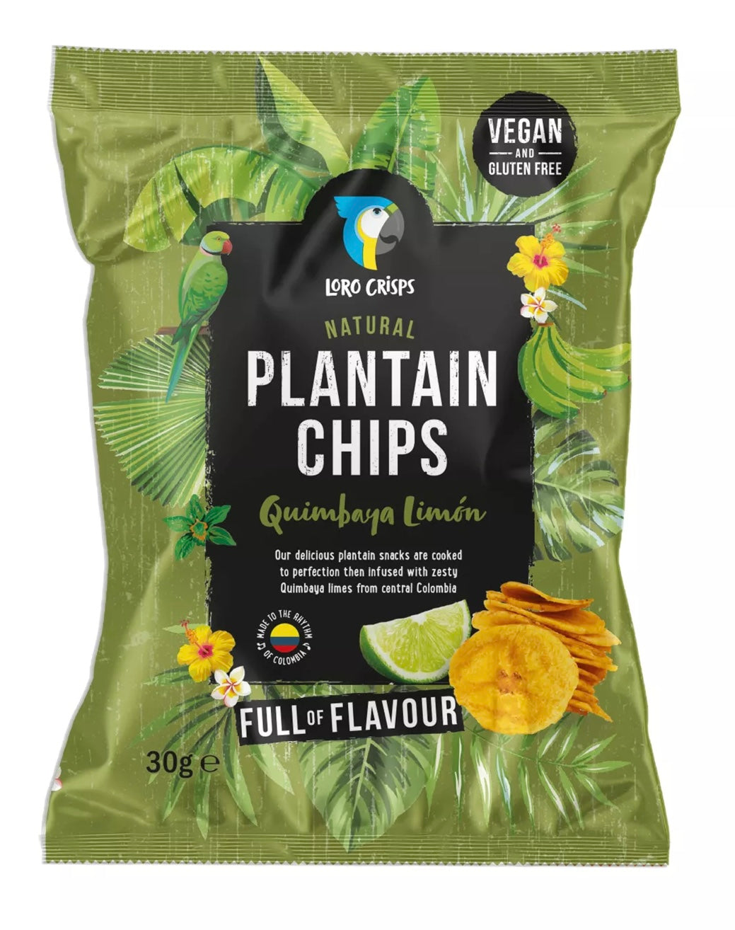 Chips de banane plantain Loro Crisps - Citron Quimbaya
