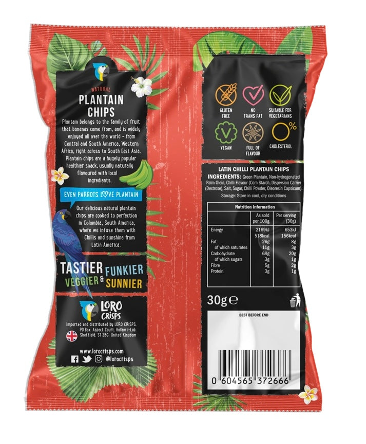 Chips de banane plantain Loro Crisps – Piment Latin
