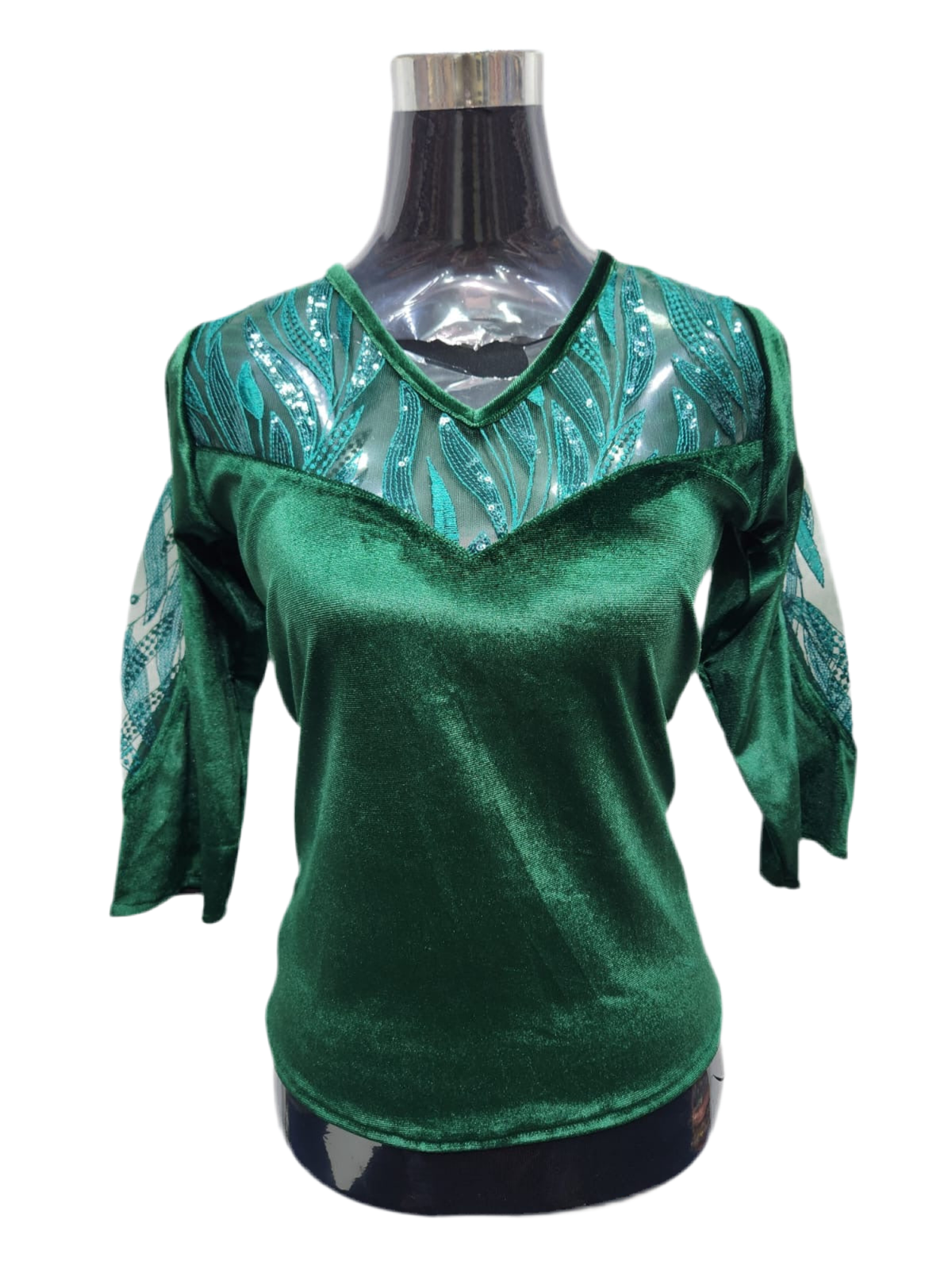 Body velours Vert Sapin - STBOD2501