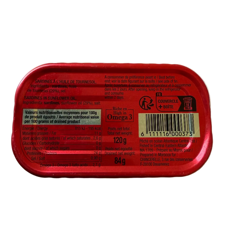 Pack 30 Sardines à l’huile de tournesol – Armorial – 120 g