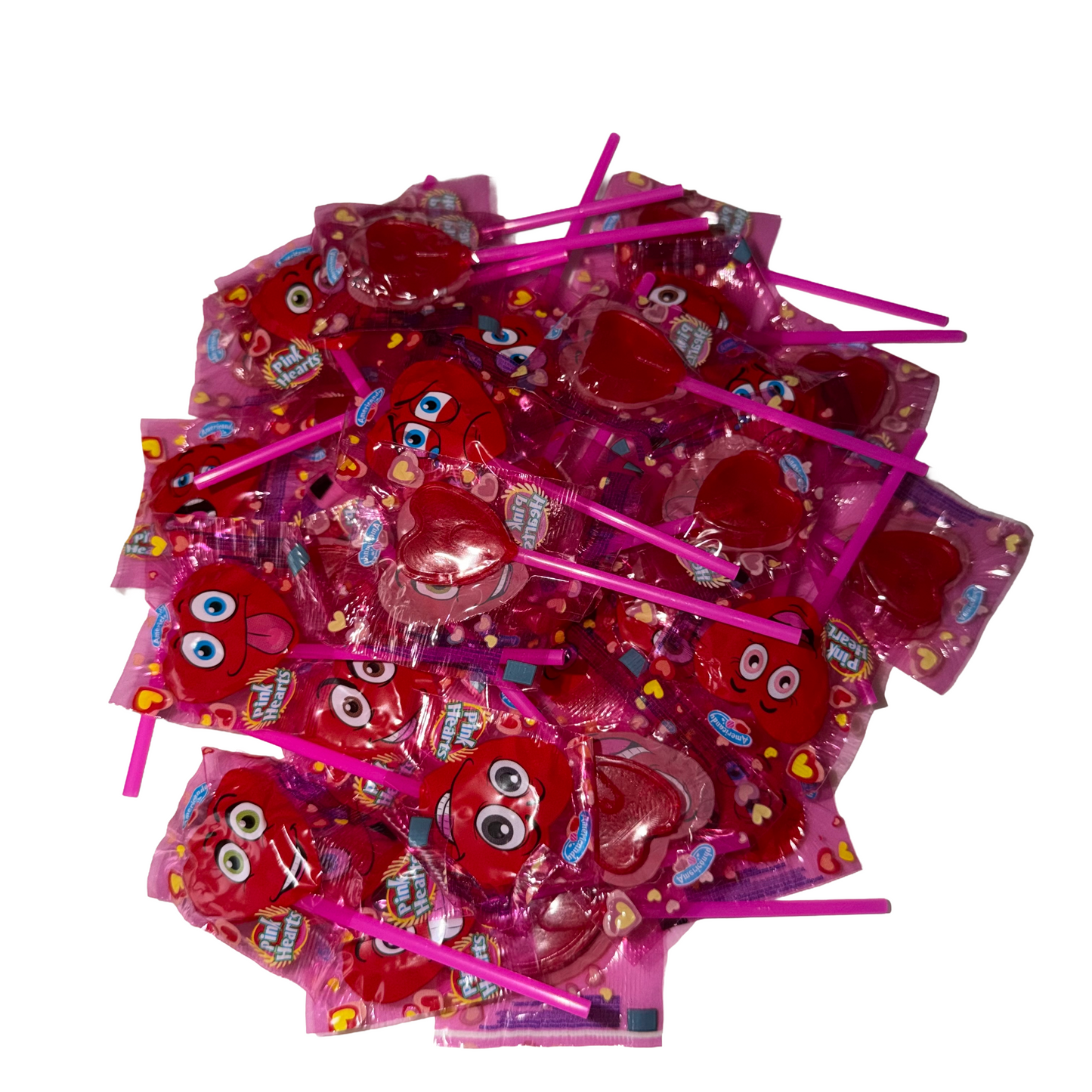 20 Bonbons Sucette en Coeur Fraise 8g