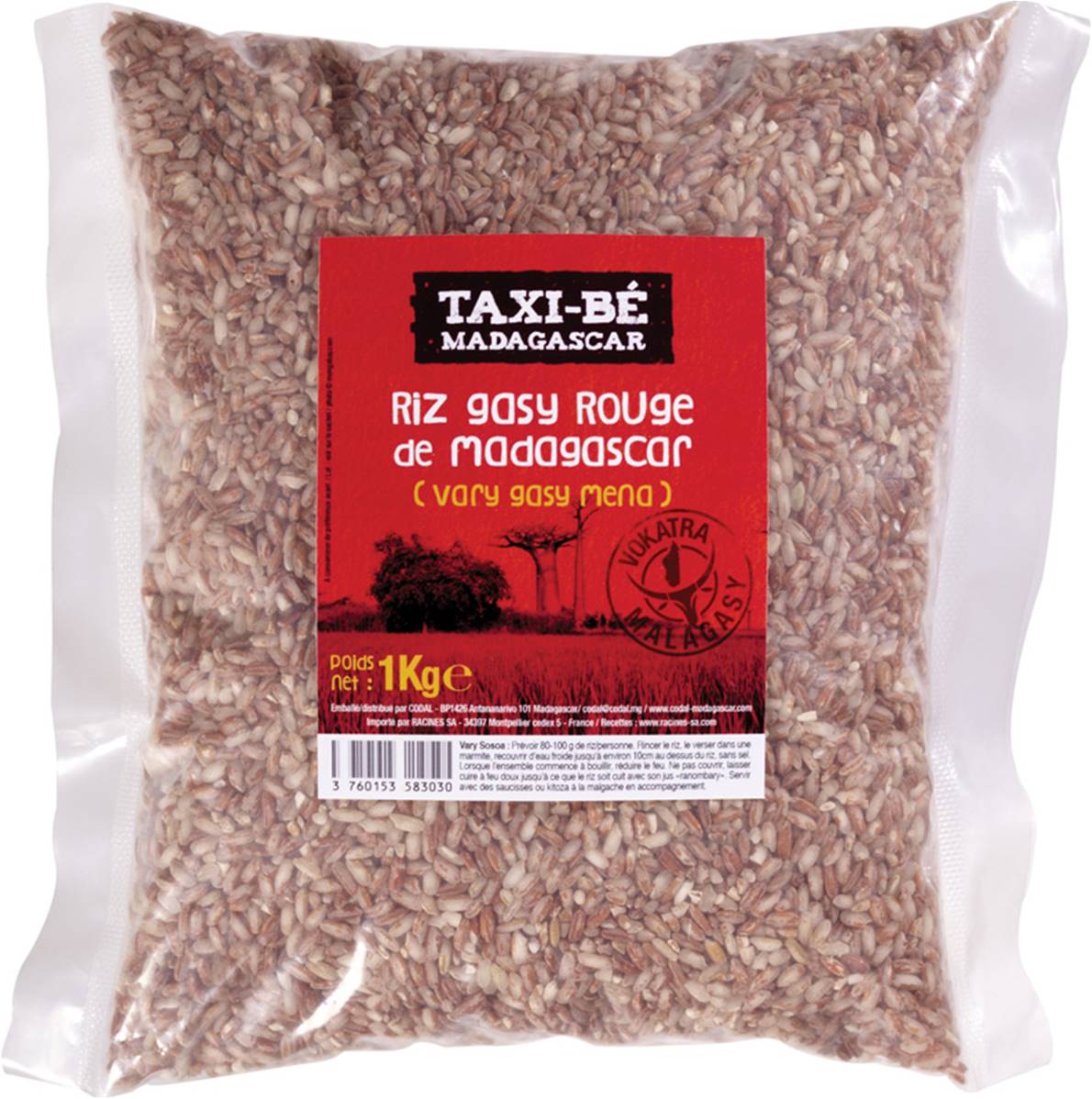Riz gasy rouge Madagascar TAXI-BE 1 kg