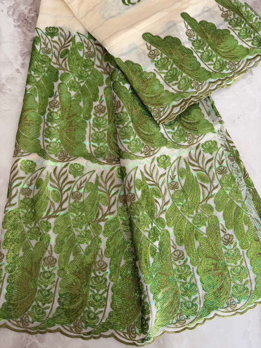 Salouva 2 pièces Sequin - Blanc cassé - Vert Pomme