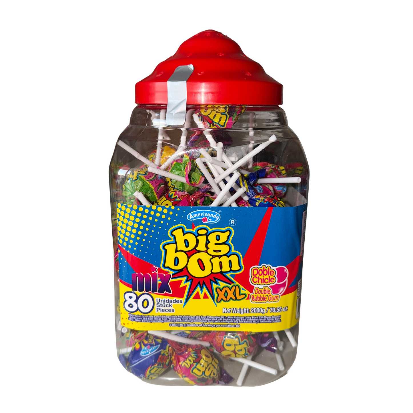 80 Bonbons Sucette Big Bom XXL Mix 25g