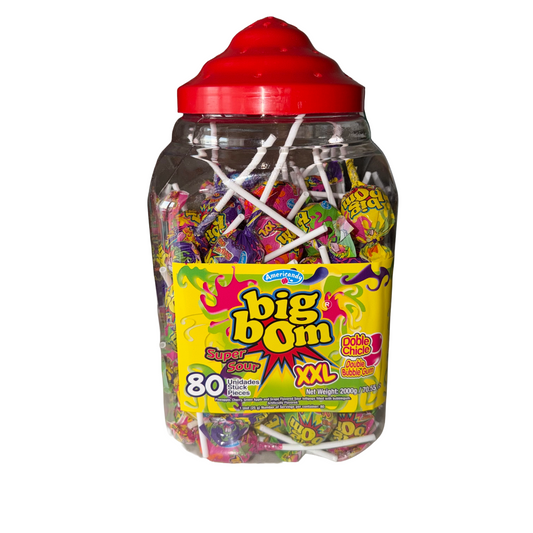 80 Bonbons Sucette Big Bom XXL Super Sour 25g