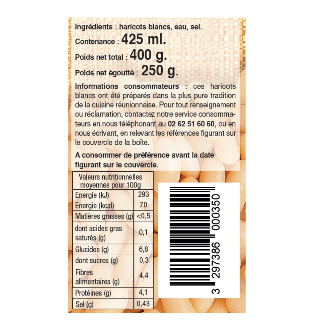 Haricots blancs naturels Royal Bourbon 400g