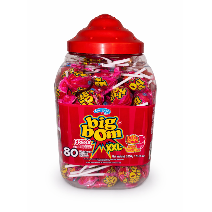 80 Bonbons Sucette Big Bom XXL Fraise 25g
